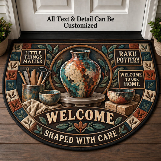 Raku Pottery Personalized Half Round Mat | 5To9Vibe