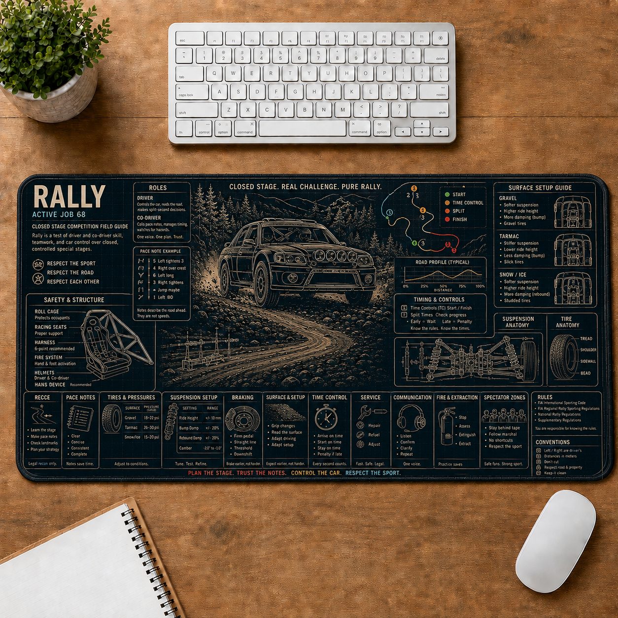 Rally Racing Sports Visual Guide Desk Mat | 5To9Vibe