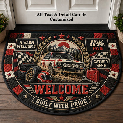Rally Racing Fan Personalized Half Round Mat | 5To9Vibe