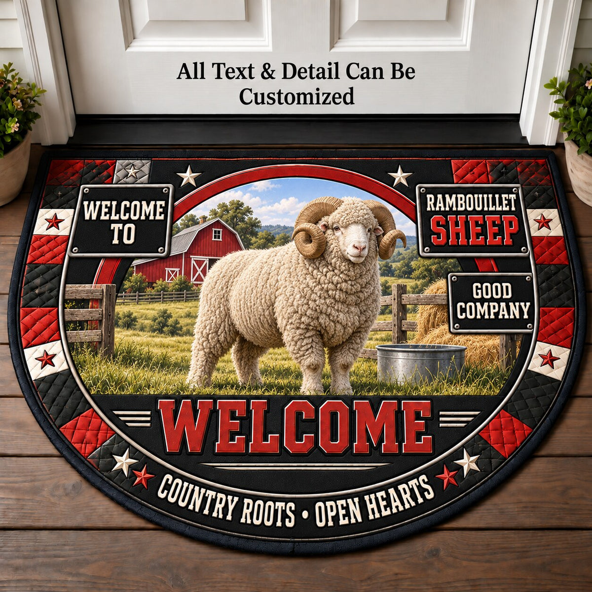 Rambouillet Sheep Personalized Half Round Mat | 5To9Vibe