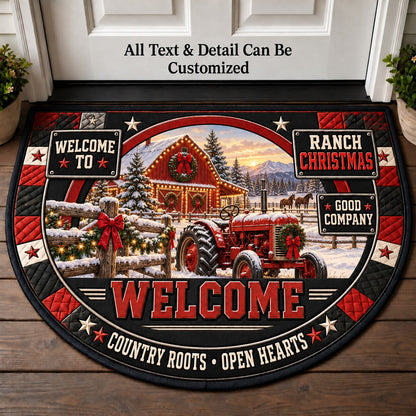 Ranch Christmas Personalized Half Round Mat | 5To9Vibe