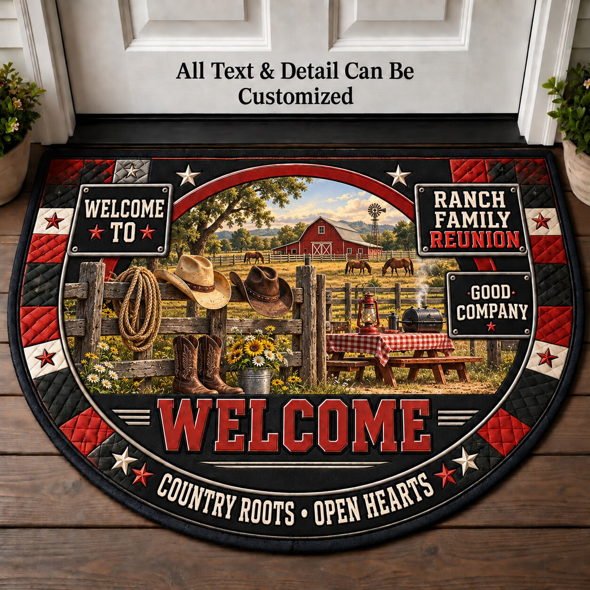 Ranch Family Reunion Personalized Half Round Mat | 5To9Vibe