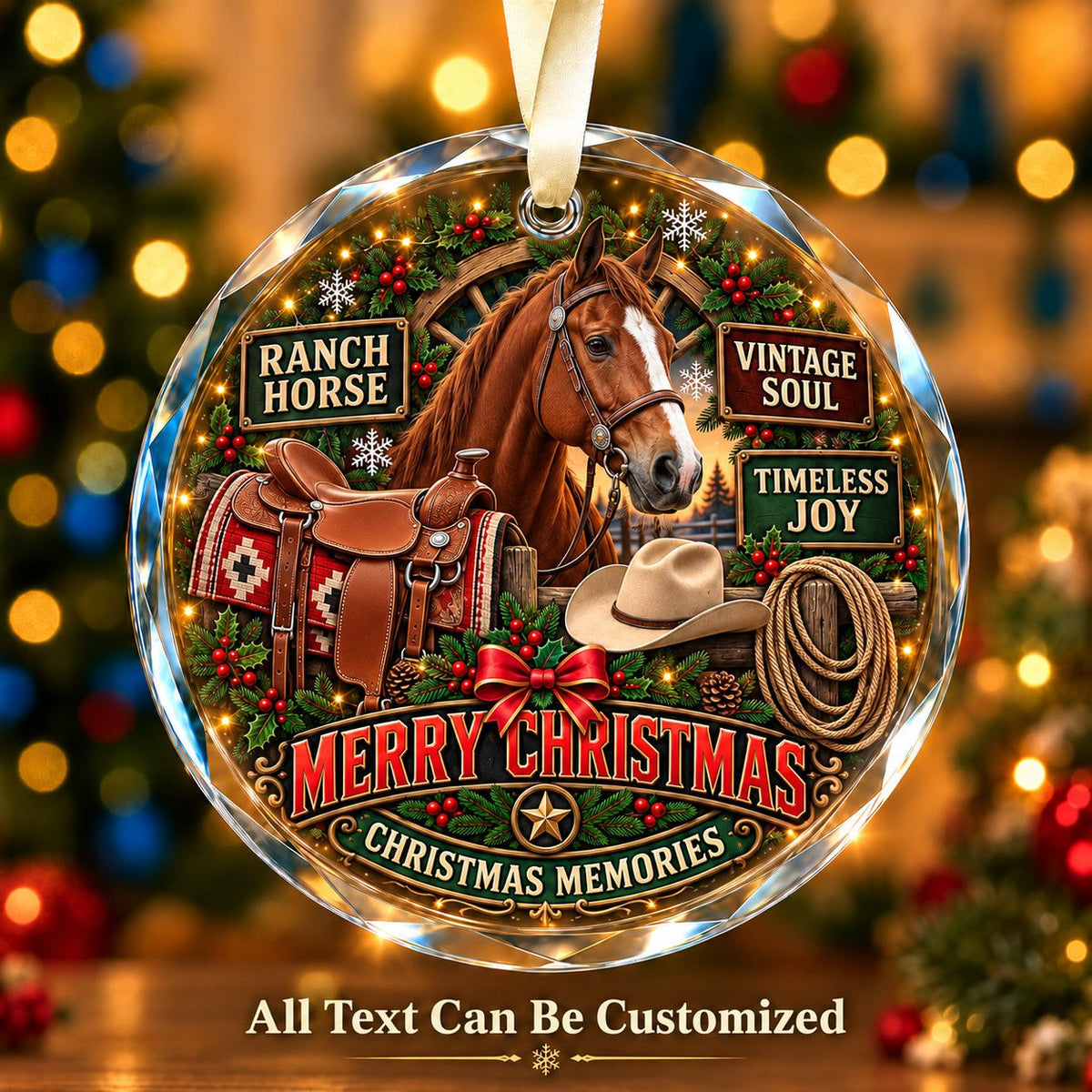 Ranch Horse Personalized Glass Ornament | 5To9Vibe