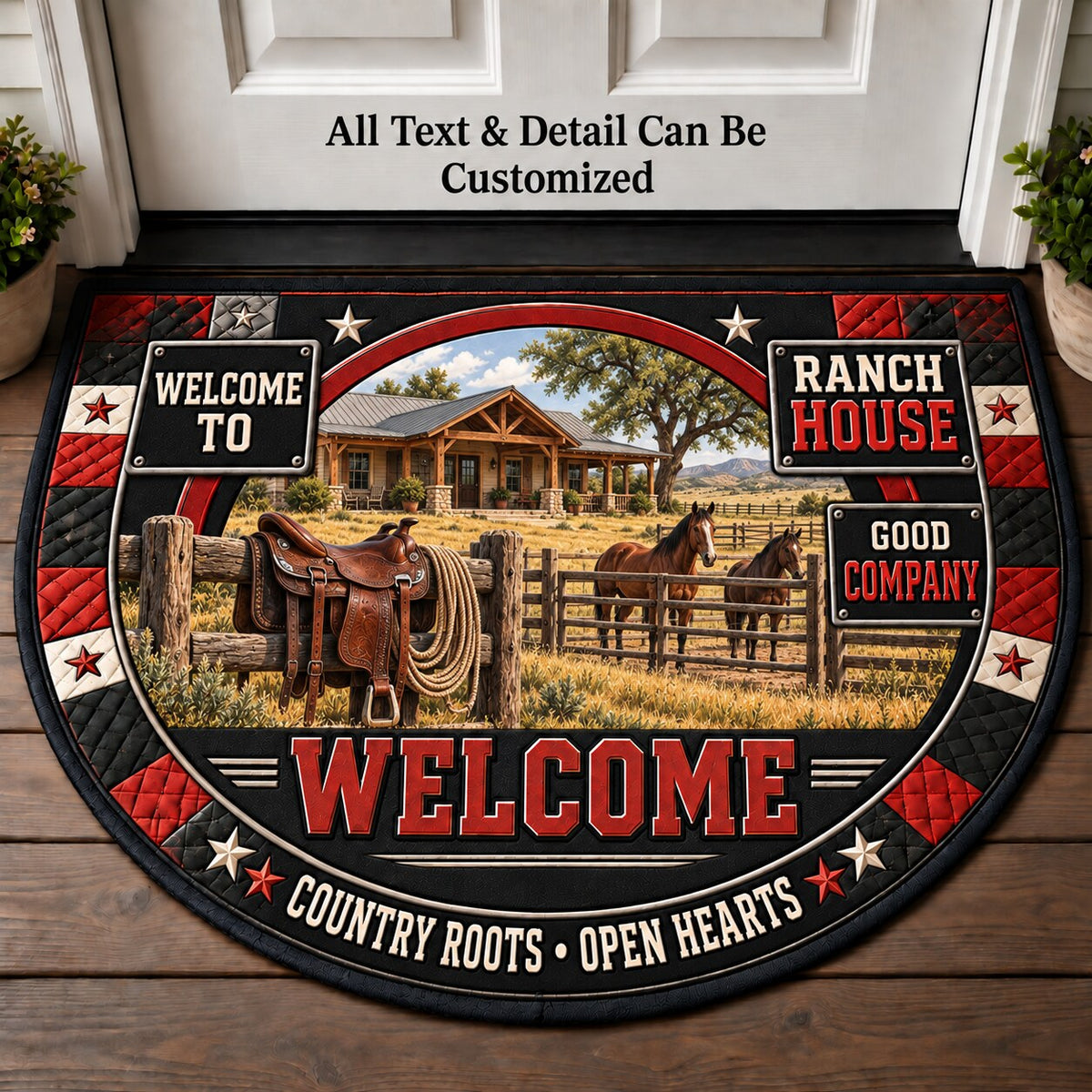 Ranch House Personalized Half Round Mat | 5To9Vibe