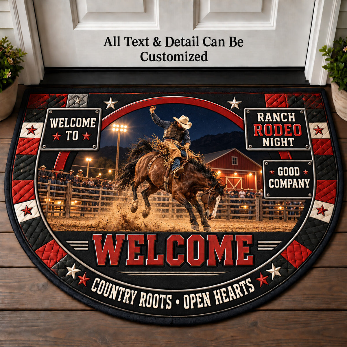 Ranch Rodeo Night Personalized Half Round Mat | 5To9Vibe