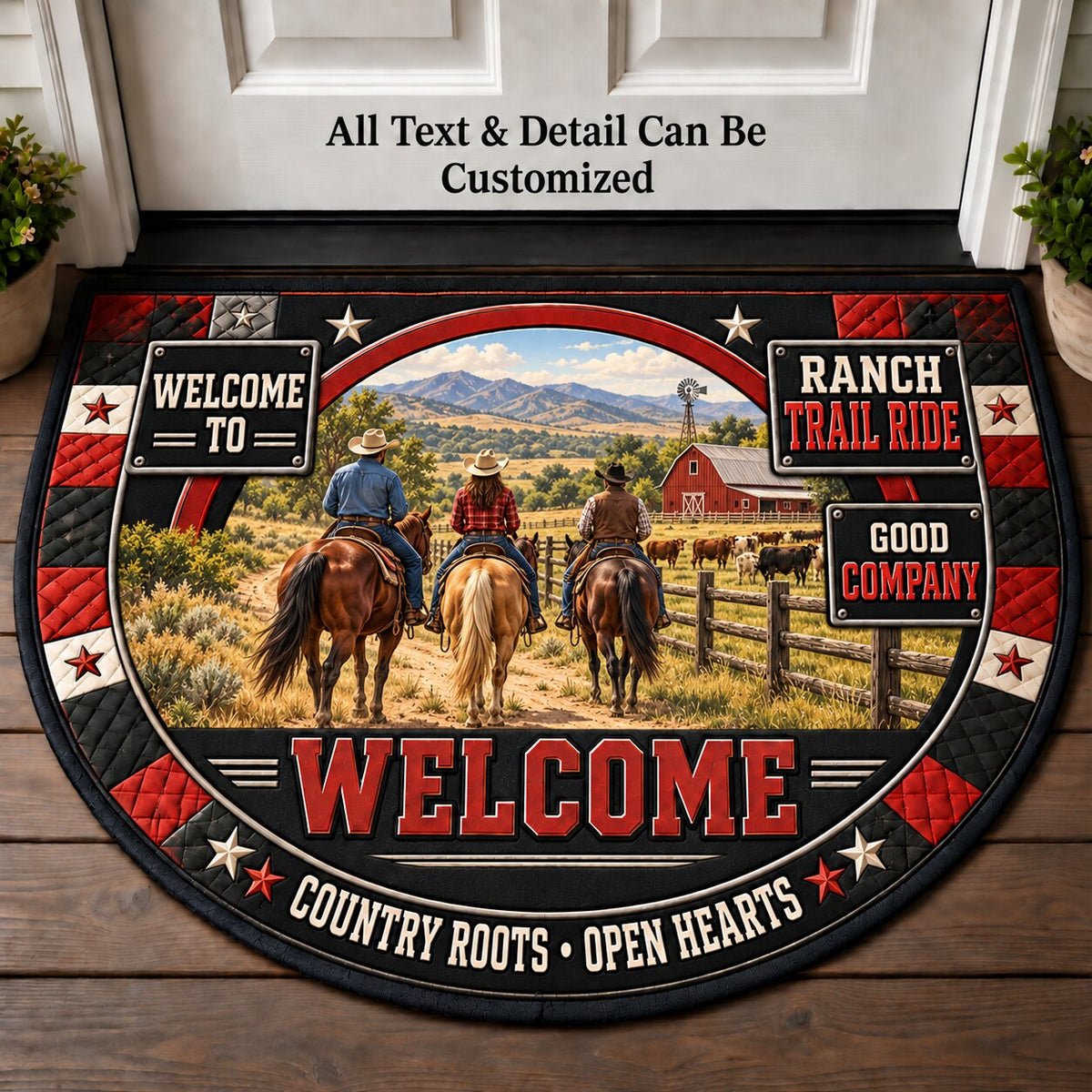 Ranch Trail Ride Personalized Half Round Mat | 5To9Vibe