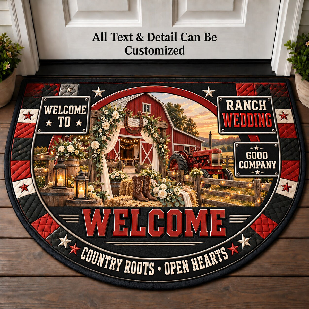 Ranch Wedding Personalized Half Round Mat | 5To9Vibe