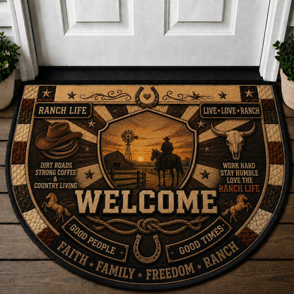Western Horse Lover Quilted Print Premium Welcome Mat – Personalized Doormat