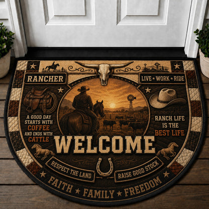 Western Horse Lover Quilted Print Premium Welcome Mat – Personalized Doormat