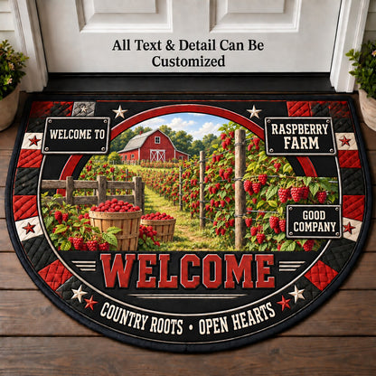 Raspberry Farm Personalized Half Round Mat | 5To9Vibe