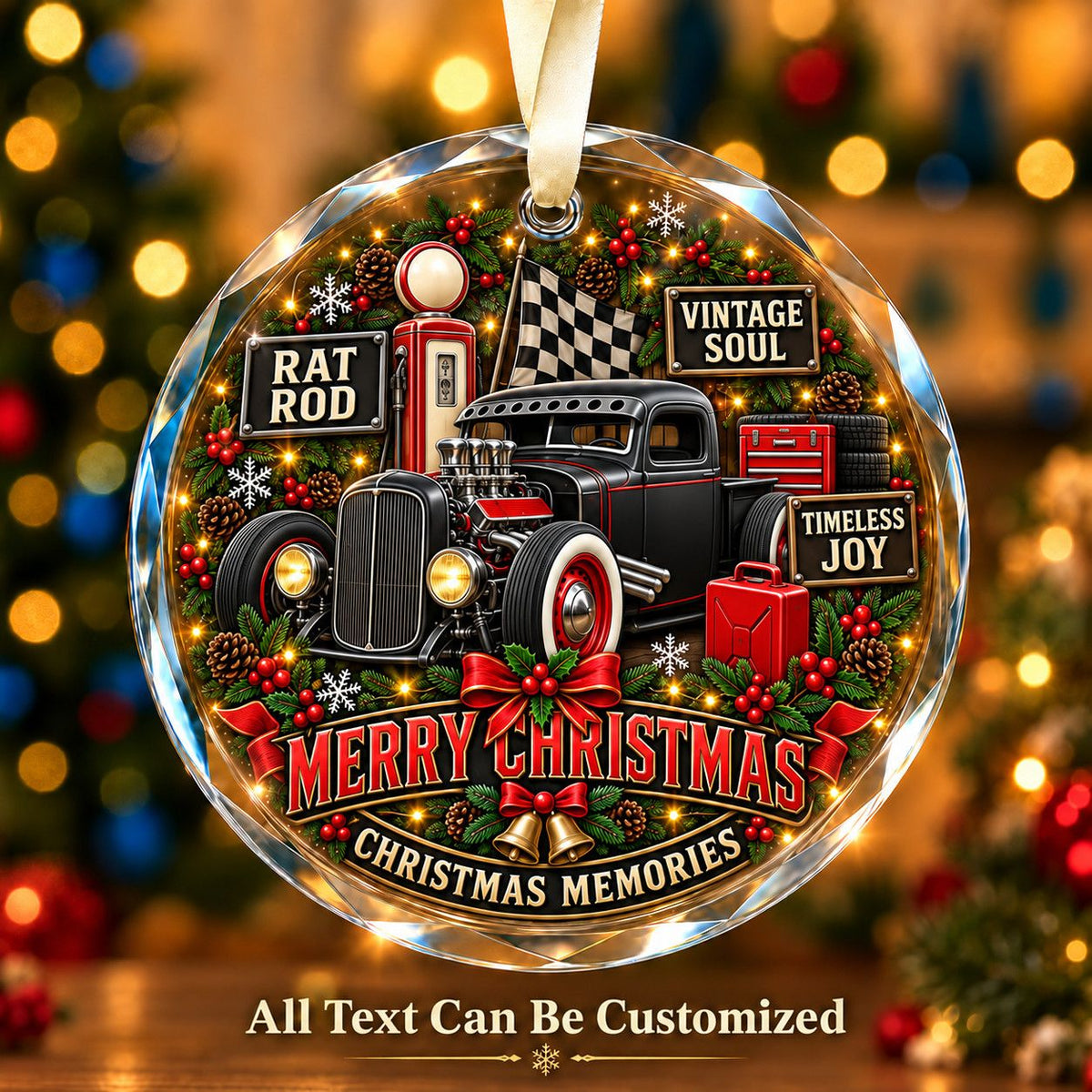Rat Rod Personalized Glass Ornament | 5To9Vibe