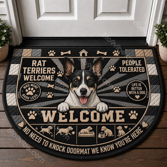Rat Terrier Welcome Mat – "People Tolerated" Dog Lover Doormat - 5to9vibe