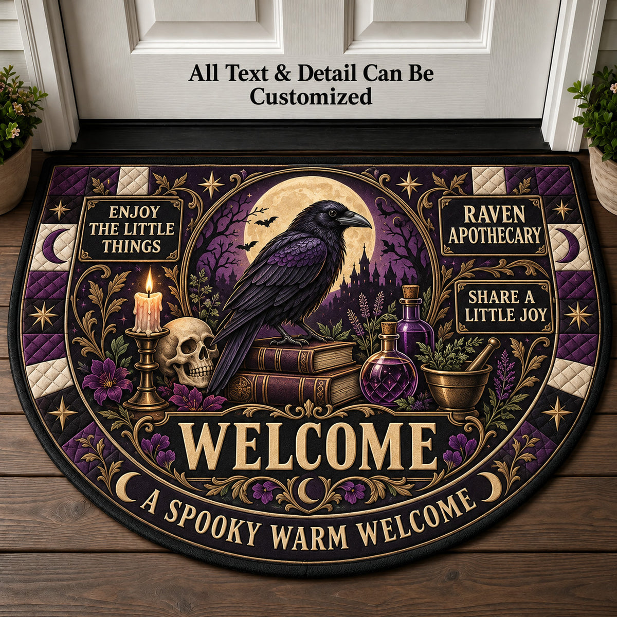 Raven Apothecary Personalized Half Round Mat | 5To9Vibe