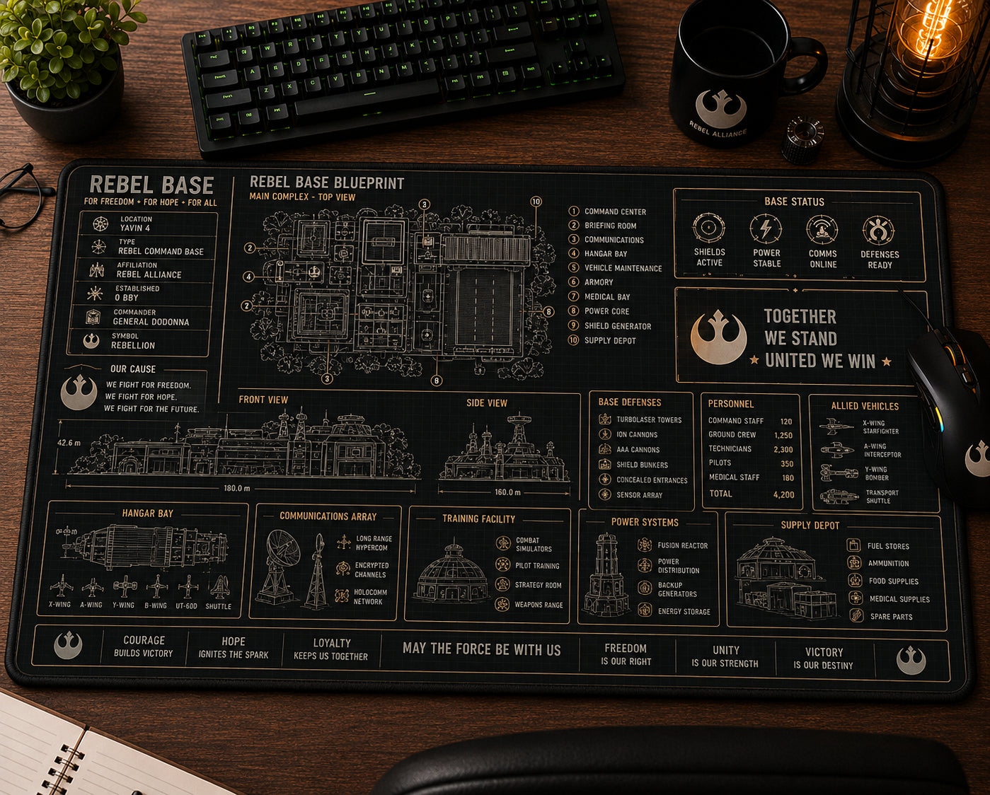All Star Galaxy BluePrint Desk Mat Mouse Pad Plus Size Trending - 5to9vibe