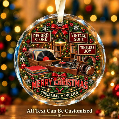 Record Store Personalized Glass Ornament | 5To9Vibe
