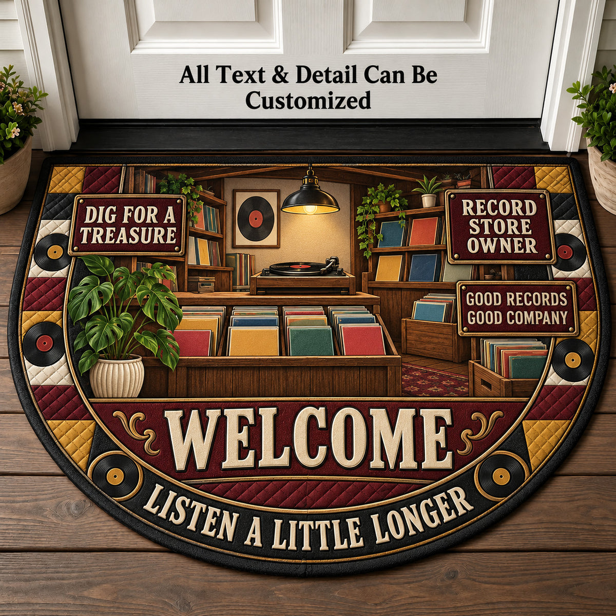 Record Store Owner Personalized Half Round Mat | 5To9Vibe