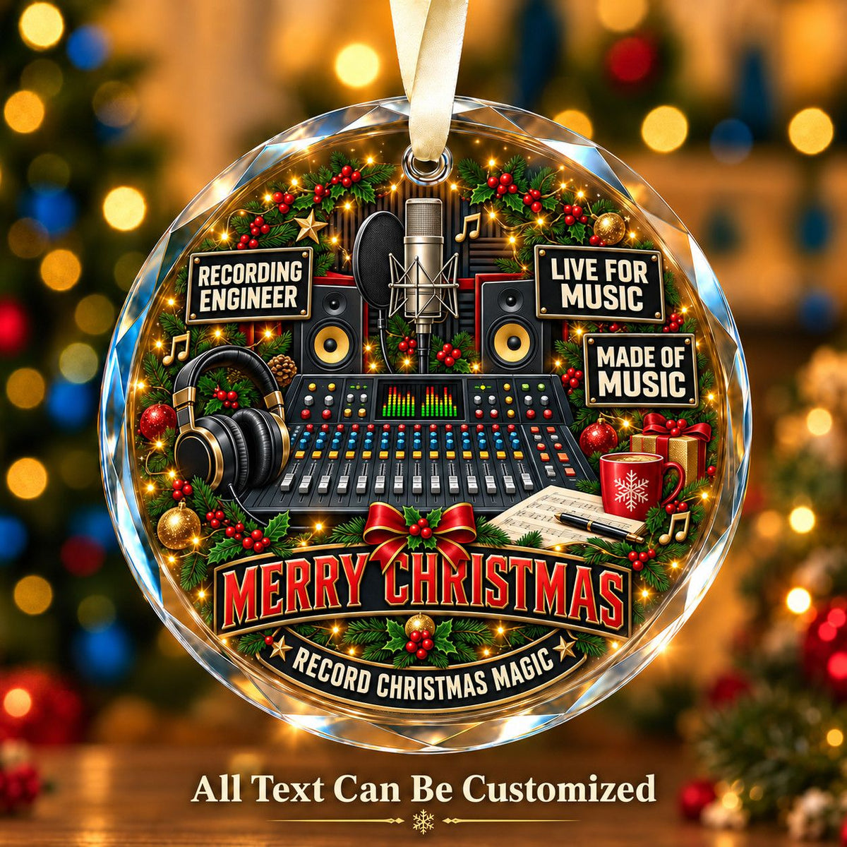 Recording Engineer Personalized Glass Ornament | 5To9Vibe