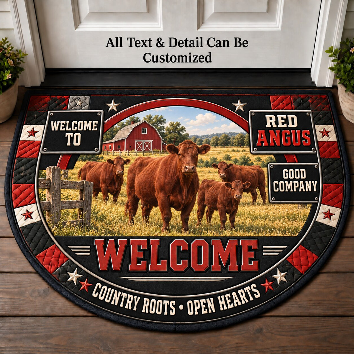 Red Angus Personalized Half Round Mat | 5To9Vibe