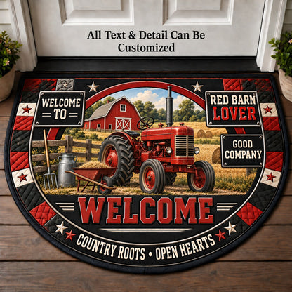 Red Barn Lover Personalized Half Round Mat | 5To9Vibe