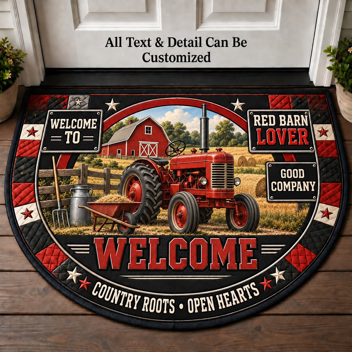 Red Barn Lover Personalized Half Round Mat | 5To9Vibe