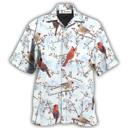 Hawaiian Shirt / Adults / S Cardinal Red In Winter - Hawaiian Shirt 