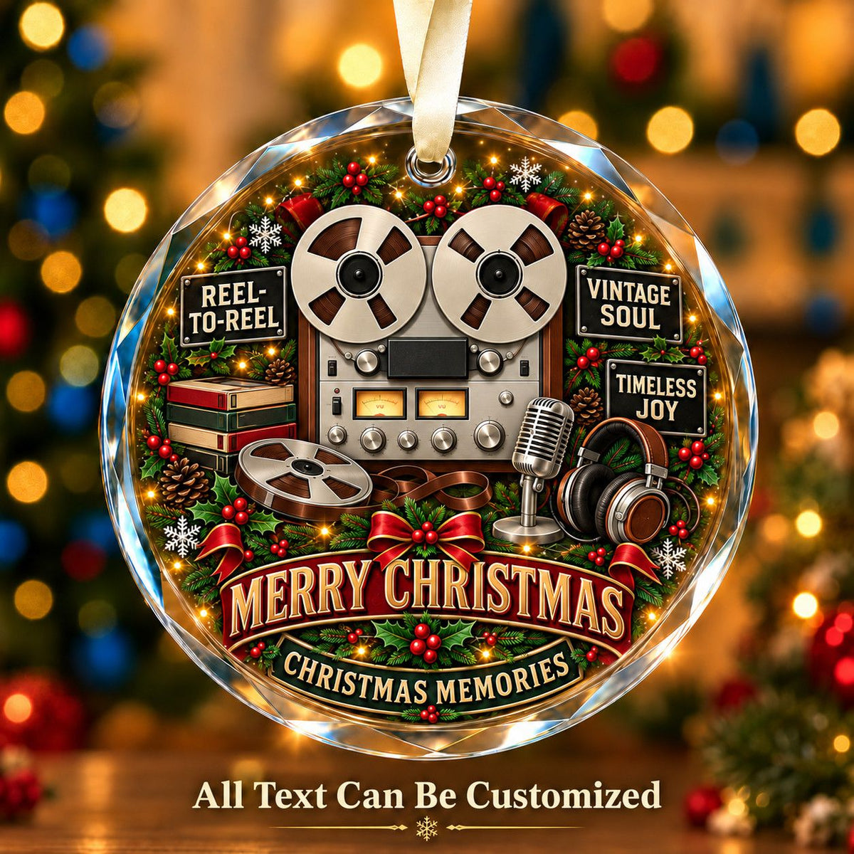 Reel-to-Reel Personalized Glass Ornament | 5To9Vibe