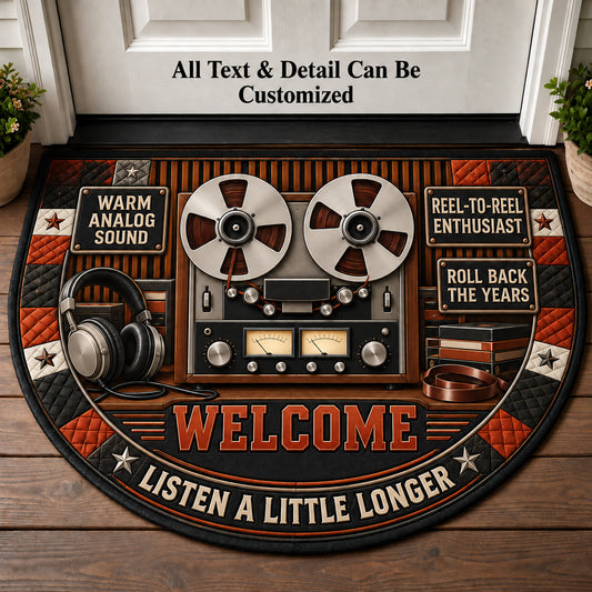 Reel-to-Reel Enthusiast Personalized Half Round Mat | 5To9Vibe