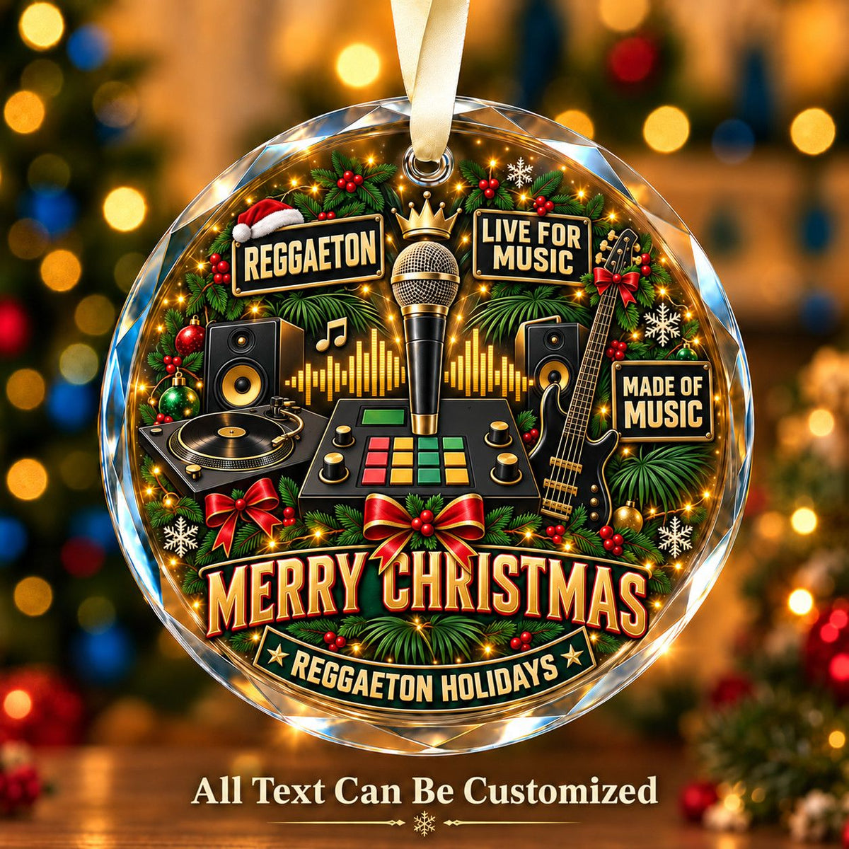 Reggaeton Personalized Glass Ornament | 5To9Vibe