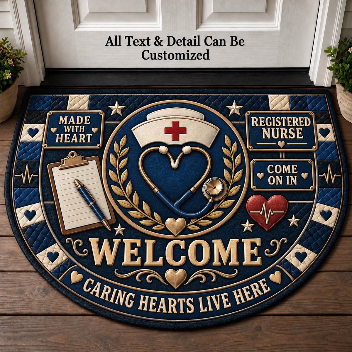 Registered Nurse Personalized Half Round Mat | 5To9Vibe