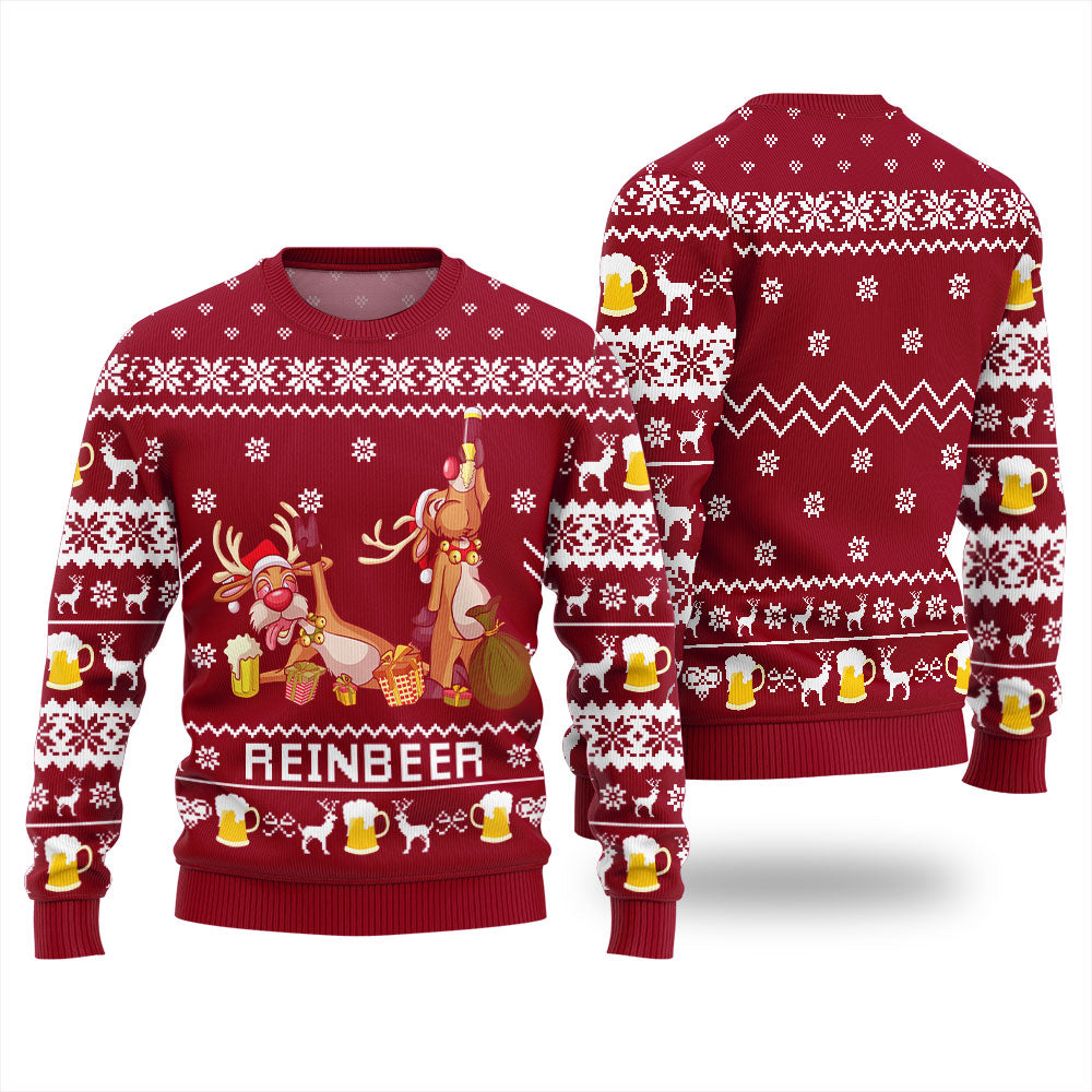 Reindeer Beer Ugly Christmas Sweater