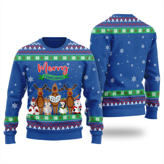 Merry Churchmas Ugly Christmas Sweater For Women