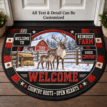 Reindeer Farm Personalized Half Round Mat | 5To9Vibe