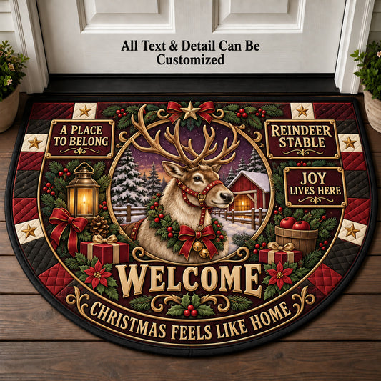 Reindeer Stable Personalized Half Round Mat | 5To9Vibe