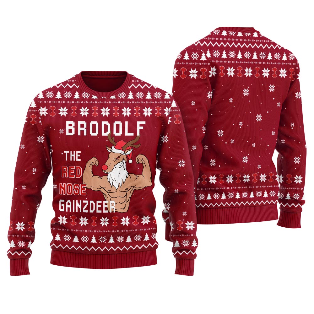 Reindeer The Swoleman Christmas Sweater For Men