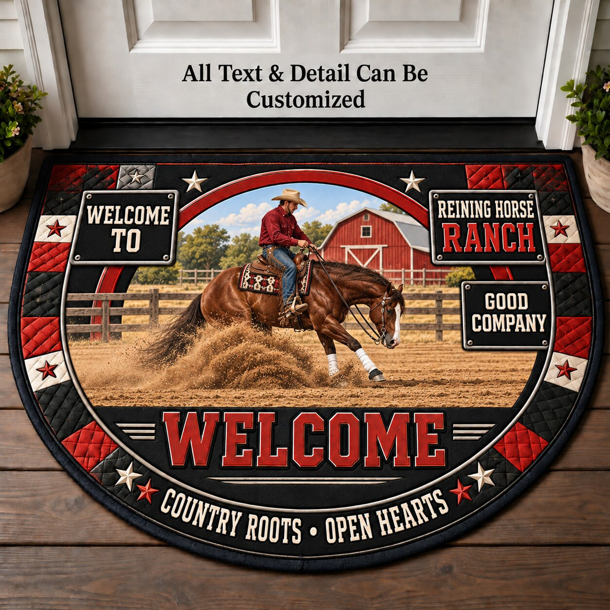 Reining Horse Ranch Personalized Half Round Mat | 5To9Vibe