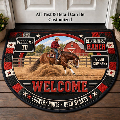 Reining Horse Ranch Personalized Half Round Mat | 5To9Vibe