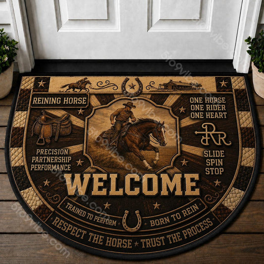 Reining Horse Welcome Mat – "Born To Rein" Western Riding Equestrian Doormat - 5to9vibe