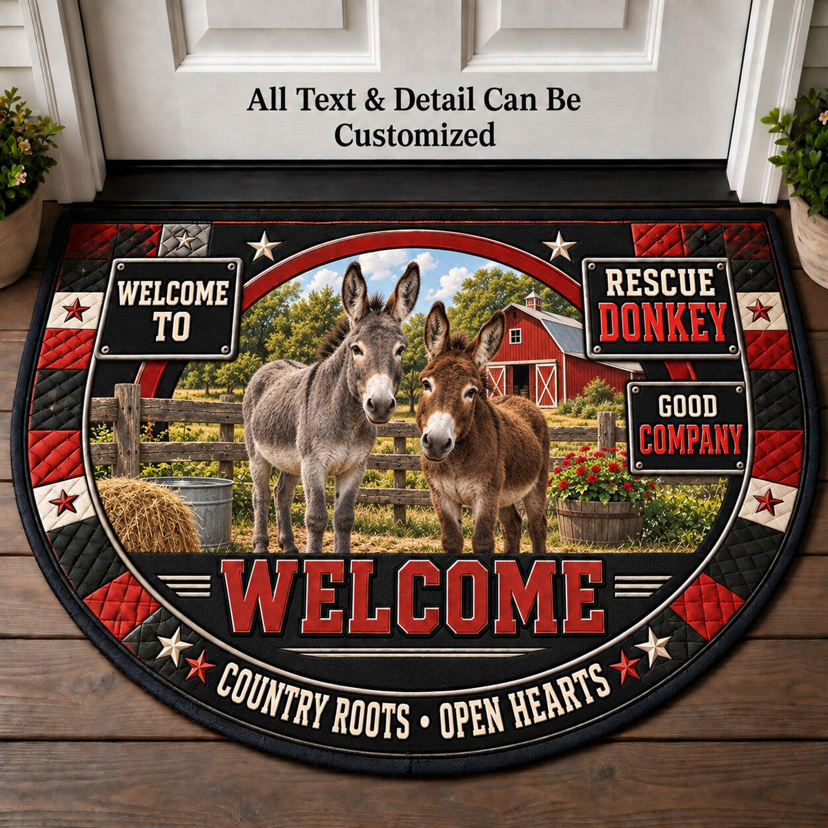 Rescue Donkey Personalized Half Round Mat | 5To9Vibe