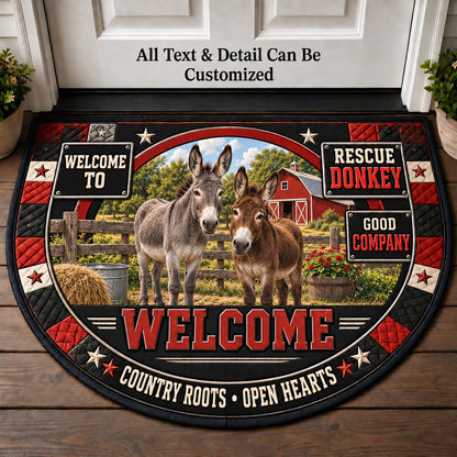 Rescue Donkey Personalized Half Round Mat | 5To9Vibe