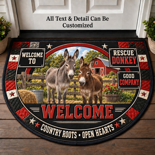 Rescue Donkey Personalized Half Round Mat | 5To9Vibe
