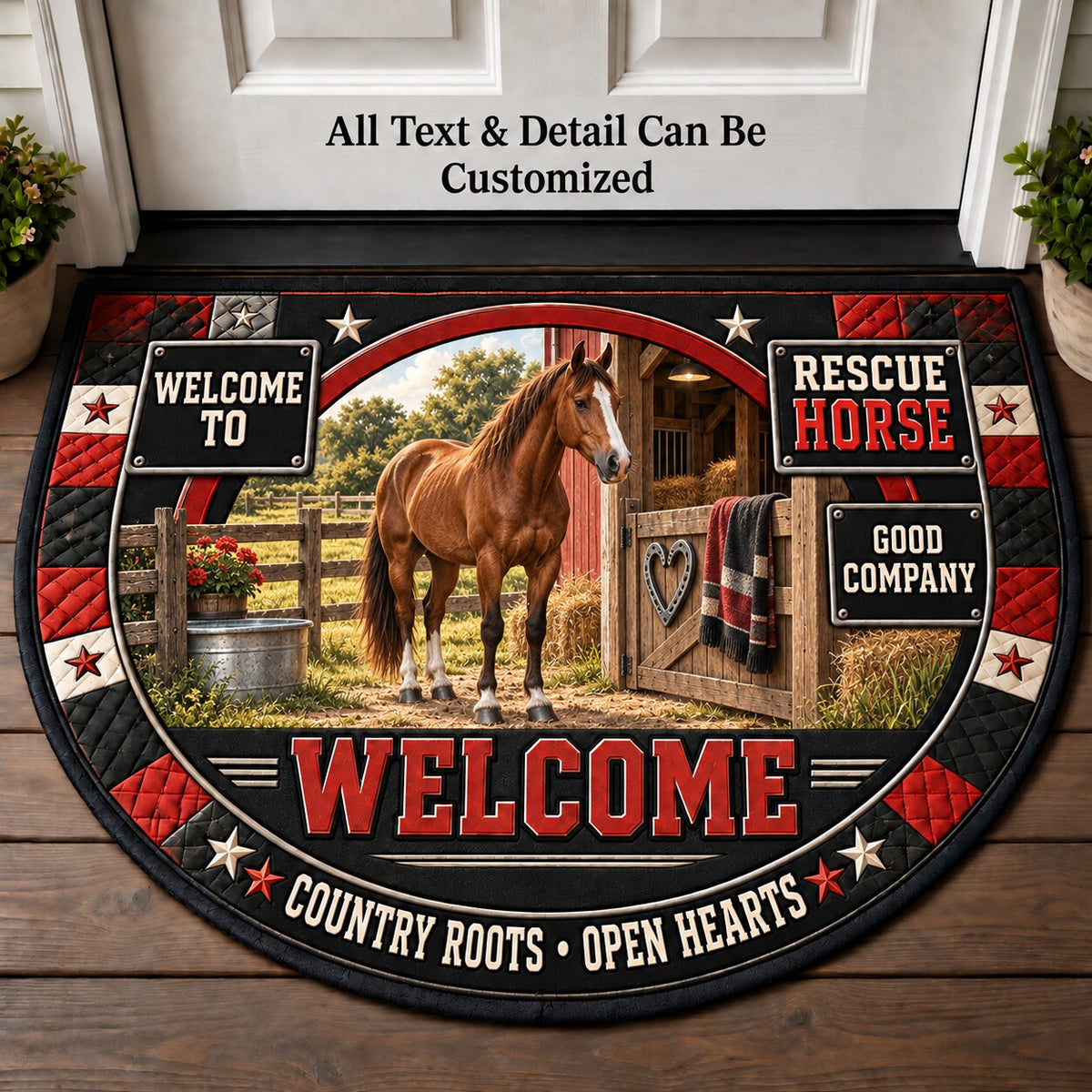 Rescue Horse Personalized Half Round Mat | 5To9Vibe