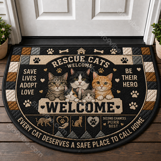 Rescue Cats Welcome Doormat - Save Lives Adopt Love Welcome Mat - 5to9vibe