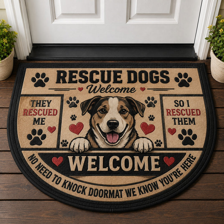 Rescue Dog Breed Lover Quilted Print Premium Welcome Mat – Personalized Doormat (Copy)