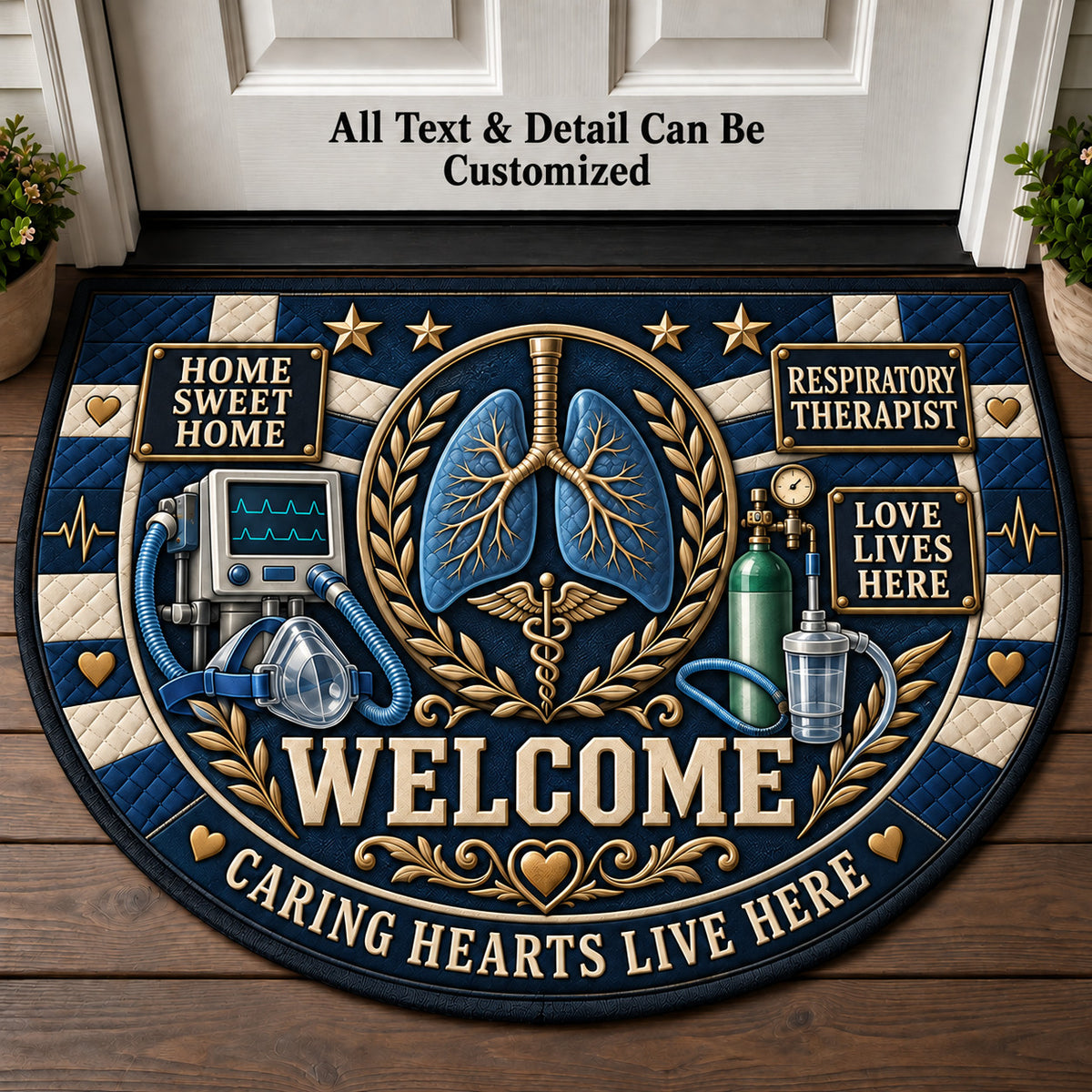Respiratory Therapist Personalized Half Round Mat | 5To9Vibe