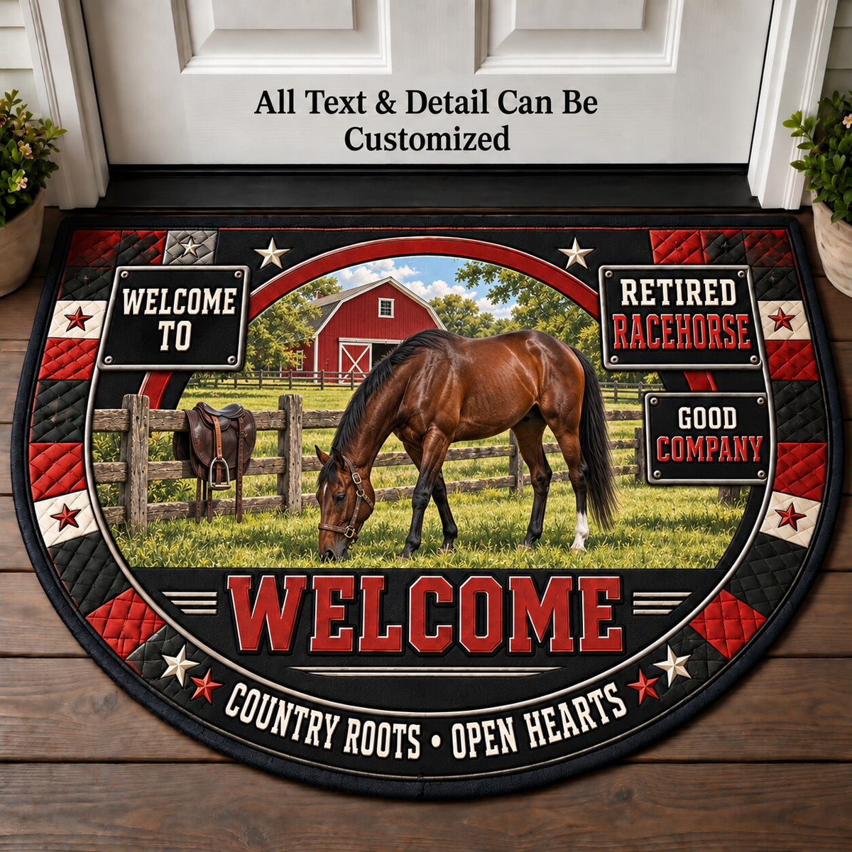 Retired Racehorse Personalized Half Round Mat | 5To9Vibe