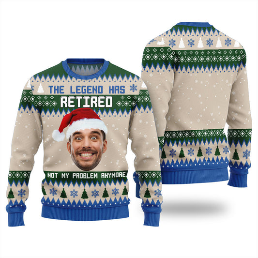 Retirement Custom Face Christmas Sweater Women
