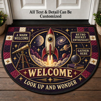 Retro Rocket Enthusiast Personalized Half Round Mat | 5To9Vibe