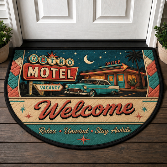 Retro Motel Welcome Mat - Vintage Roadside Aesthetic Doormat - 5to9vibe