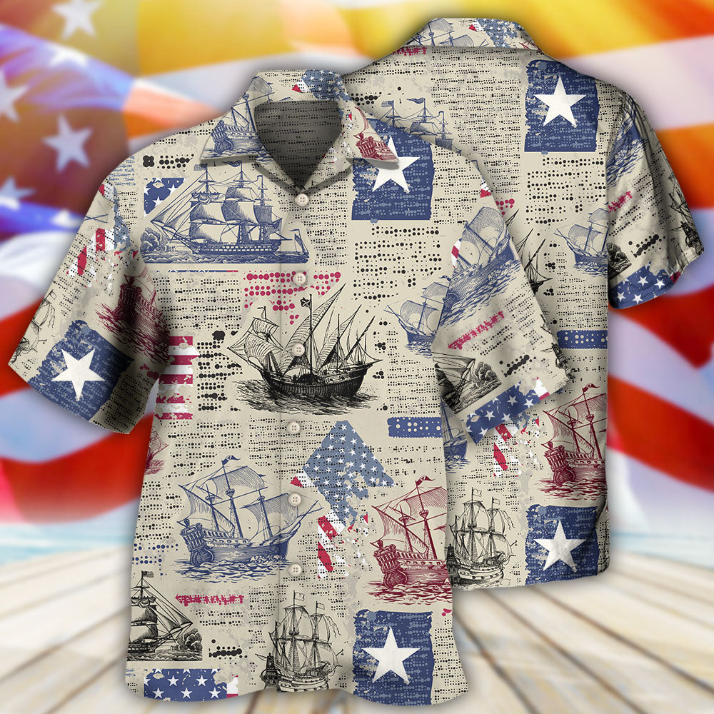 Sailing US Flag Independence Day - Hawaiian Shirt 