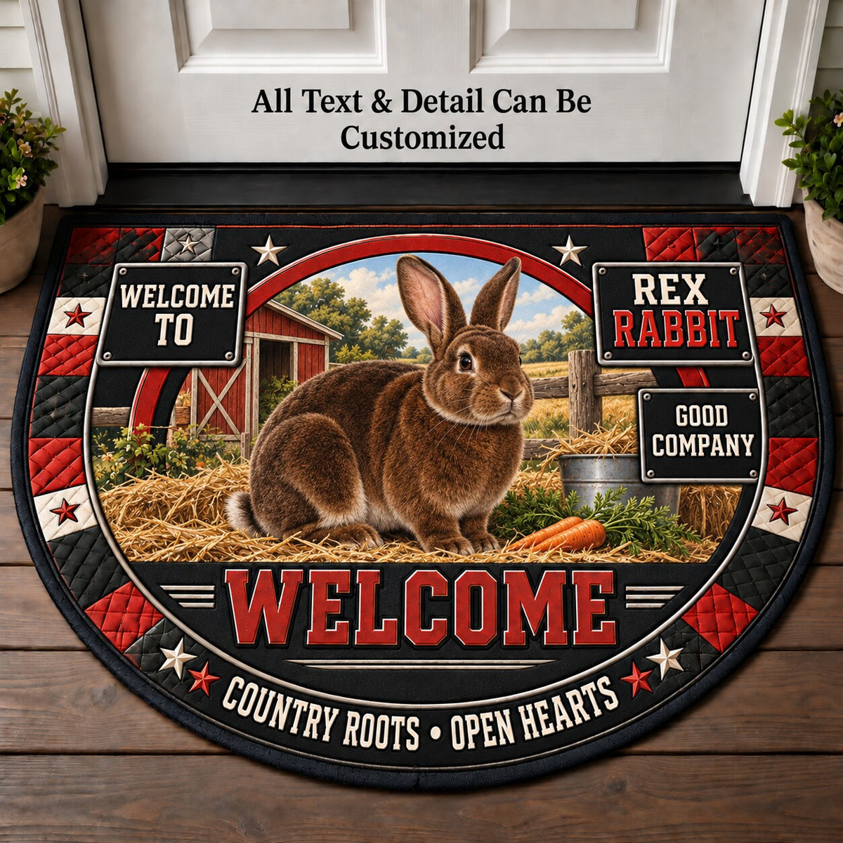 Rex Rabbit Personalized Half Round Mat | 5To9Vibe